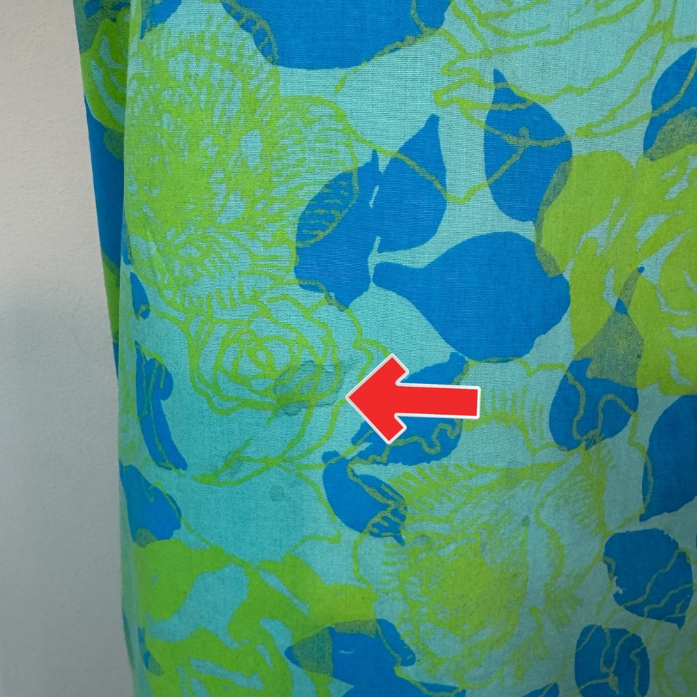 LILLY PULITZER Vtg Early 60’s Shift Dress Side Tie 100% Cotton Blue Green Floral - Picture 8 of 9